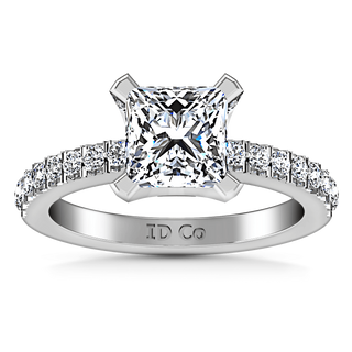 Pave Princess Cut Diamond Engagement Ring Prima 14K White Gold