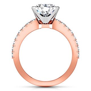 Pave Diamond Princess Cut Engagement Ring Prima 14K Rose Gold