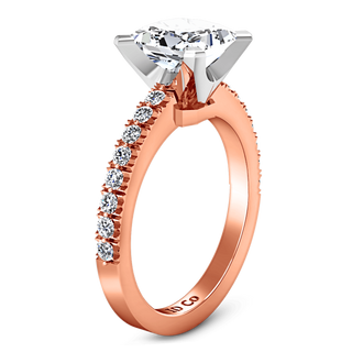Pave Diamond Princess Cut Engagement Ring Prima 14K Rose Gold