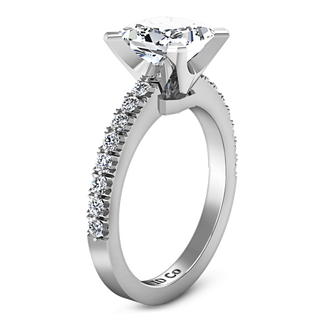 Pave Princess Cut Diamond Engagement Ring Prima 14K White Gold