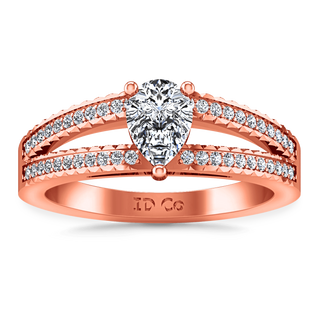 Pave Diamond Engagement Ring Season Pear 14K Rose Gold