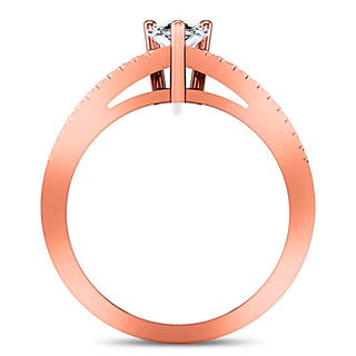 Pave Diamond Engagement Ring Season Pear 14K Rose Gold