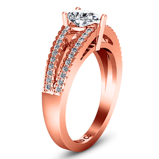 Pave Diamond Engagement Ring Season Pear 14K Rose Gold