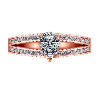Pave Diamond Engagement Ring Season Pear 14K Rose Gold