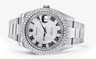 Rolex Datejust II Watch | 41 MM | Diamond Roman Numeral Dial | Two Row | Oyster Band