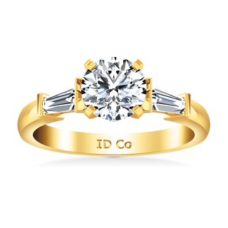 Pave Diamond EngagementRing Classic Baguette 14K Yellow Gold
