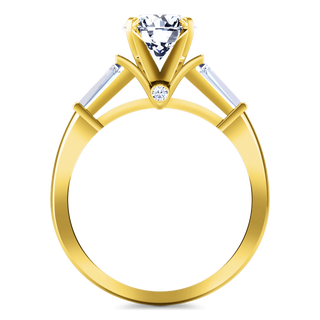 Pave Diamond EngagementRing Classic Baguette 14K Yellow Gold
