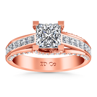 Pave Diamond Princess Cut Engagement Ring Isabella 14K Rose Gold