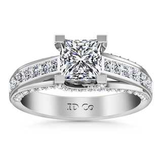 Pave Princess Cut Diamond Engagement Ring Isabella 14K White Gold
