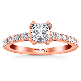 Pave Diamond Princess Cut Engagement Ring Jasmine 14K Rose Gold