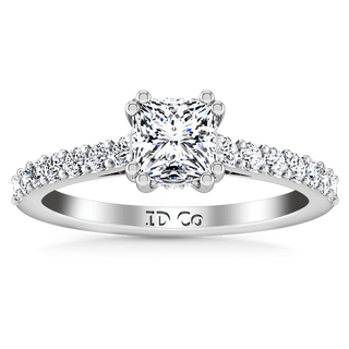 Pave Princess Cut Diamond Engagement Ring Jasmine 14K White Gold