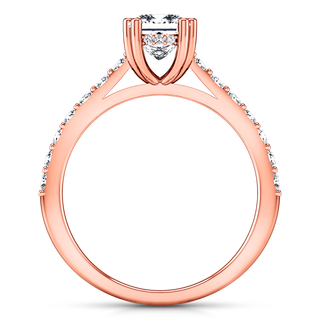Pave Diamond Princess Cut Engagement Ring Jasmine 14K Rose Gold