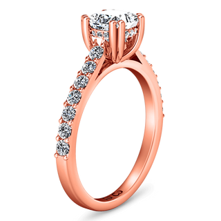 Pave Diamond Princess Cut Engagement Ring Jasmine 14K Rose Gold