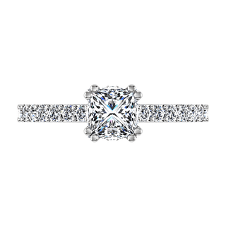 Pave Princess Cut Diamond Engagement Ring Jasmine 14K White Gold