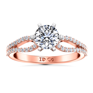 Pave Diamond Engagement Ring Tres Jolie 14K Rose Gold