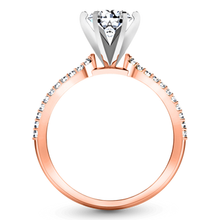 Pave Diamond Engagement Ring Tres Jolie 14K Rose Gold