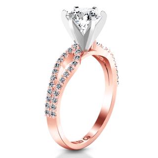 Pave Diamond Engagement Ring Tres Jolie 14K Rose Gold