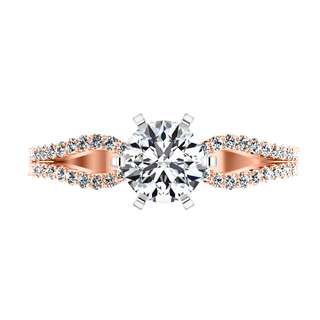 Pave Diamond Engagement Ring Tres Jolie 14K Rose Gold