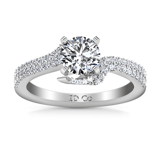 Pave Round Diamond Engagement Ring Amber 14K White Gold