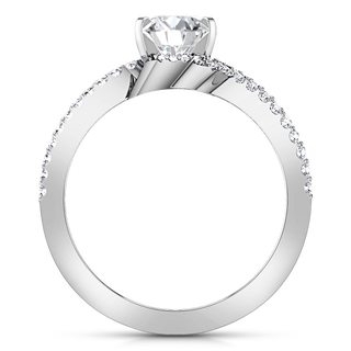 Pave Round Diamond Engagement Ring Amber 14K White Gold