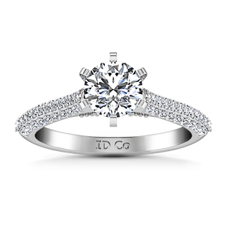 Pave Round Diamond Engagement Ring Royal 14K White Gold