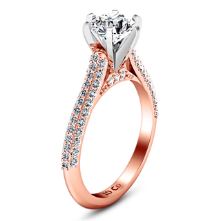 Pave Diamond Engagement Ring Royal 14K Rose Gold