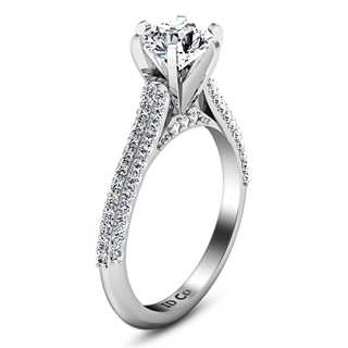Pave Round Diamond Engagement Ring Royal 14K White Gold