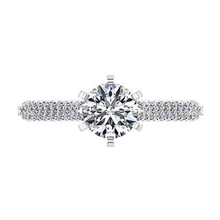 Pave Round Diamond Engagement Ring Royal 14K White Gold