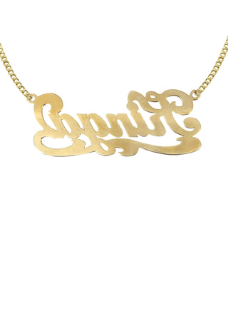 Ladies Plain with Diamond Cut Name Plate Necklace | Appx. 7.4 Grams
