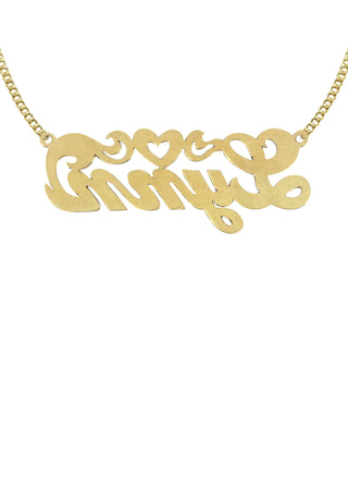 Ladies Diamond Cut Heart Name Plate Necklace | Appx. 8 Grams
