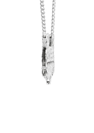 14K White Gold Ladies Full Diamond Name Plate Necklace