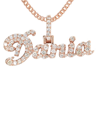 14K Rose Gold Ladies Full Diamond Name Plate Necklace | Appx. 1.5 Carat