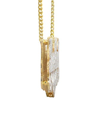 Ladies Diamond Cut with Diamonds Name Plate Necklace | Appx. 13.3 Grams