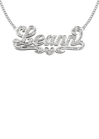 14K Ladies White Gold with Diamonds Name Plate Necklace | Appx. 11.3 Grams