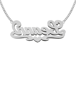 14K Ladies White Gold with Diamonds Name Plate Necklace | Appx. 11.3 Grams
