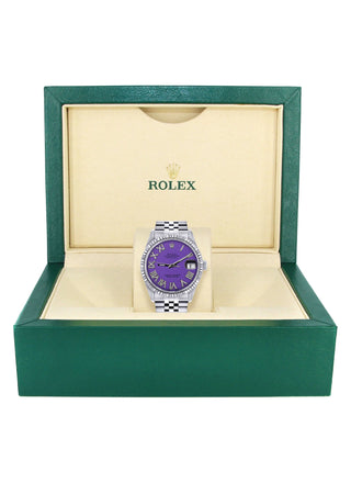 Mens Rolex Datejust Watch 16200  | 36Mm | Purple Roman Numeral Dial | Jubilee Band