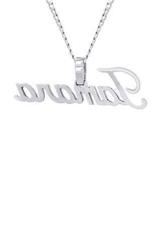 14K White Gold Ladies Full Diamond Name Plate Necklace | Appx. 1.52 Carat