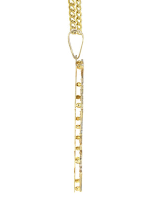 14K Ladies Vertical with Diamonds Name Plate Necklace | Appx. 12.9 Grams